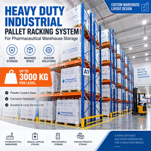 Heavy Duty Industrial Pallet Racking System for Pharmaceutical Warehouse Storage Powder Coated Steel